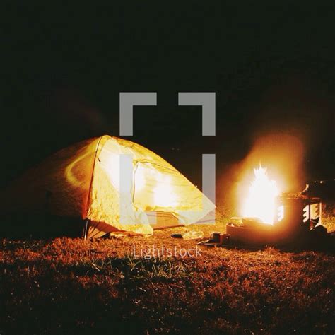 Bonfire at a campground. — Photo — Lightstock