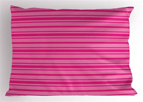 Hot Pink Pillow Sham Horizontal Bold and Thin Stripes in Pink Tones ...