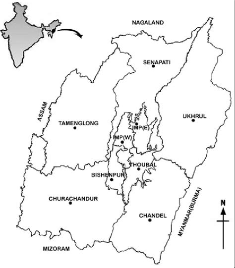 Map of Manipur showing the nine districts Department of Life Sciences ...