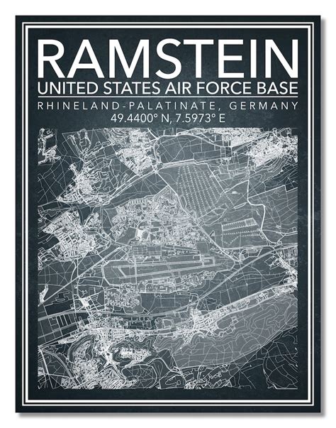 Wall Art Map of Ramstein Air Base Rhineland-palatinate - Etsy