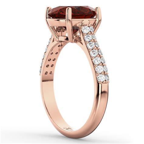 Oval Garnet & Diamond Engagement Ring 18k Rose Gold (4.42ct) - AD2622