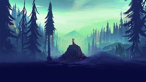 HD wallpaper: fox, trees, fantasy art, dreamland, forest, sky, dark forest | Wallpaper Flare