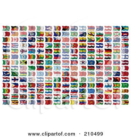 Digital Collage Of 210 Wavy 3d International Flags Of The World Posters ...