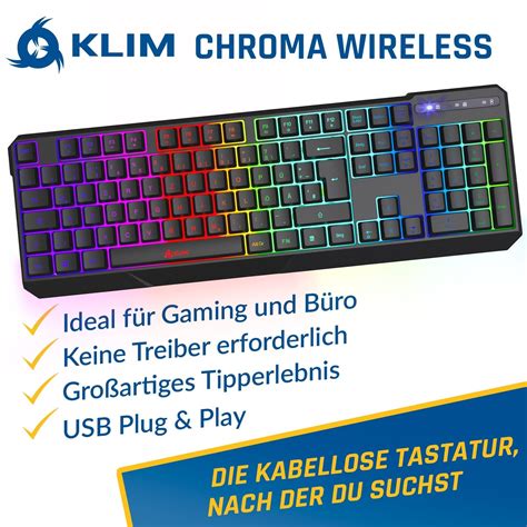 KLIM Chroma Wireless Membrane Keyboard | Silent & Illuminated – KLIM Technologies