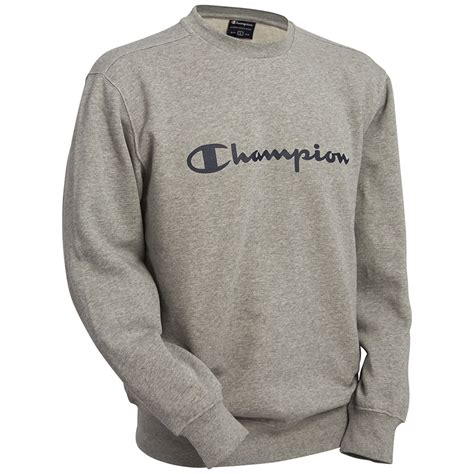 Champion Mens Combed Cotton Fleece Crewneck Long Sleeve Sweatshirt ...