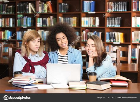 Images: students studying in library | Group Students Studying Library — Stock Photo ...