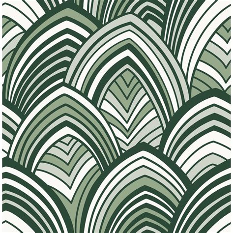 2969-87354 - CABARITA Green Art Deco Leaves Wallpaper - by A-Street Prints