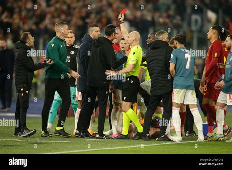 English referee Anthony Taylor ejects as Roma assistant coach Salvatore ...