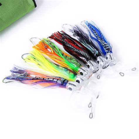 Set of 6 9 Inch Saltwater Fishing Lures Trolling Lures for Tuna Marlin Dolphin Mahi Wahoo and ...