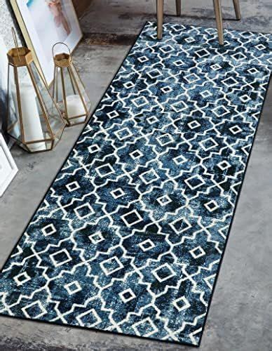 Wonnitar Moroccan Washable Runner Rug - Post Blue 2x5 Entryway Rug Runner Modern Geometric ...