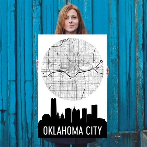 Oklahoma City Skyline Silhouette Art Prints – Modern Map Art