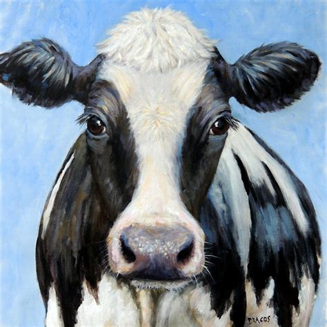 Holstein Cow Squared Painting by Dottie Dracos