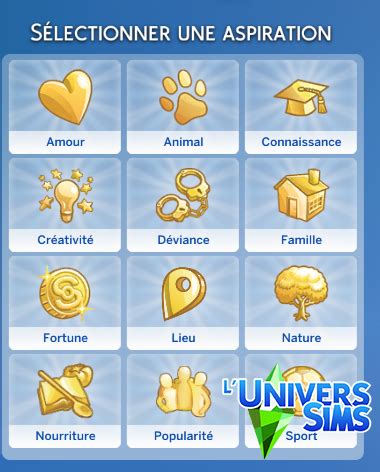 Les Sims 4 - Icones des Aspirations | Sims 4, Sims cc, Sims