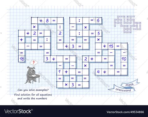 Math crossword can you solve examples find Vector Image