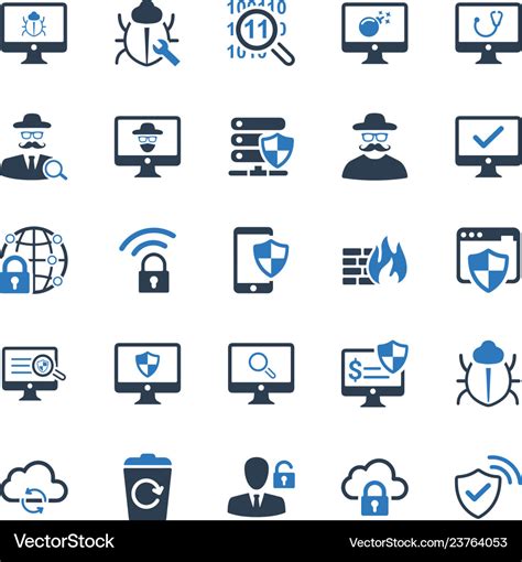 Cyber security icons Royalty Free Vector Image