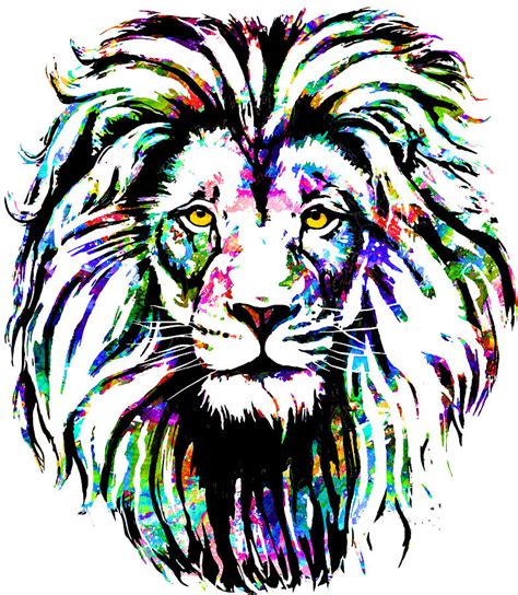 Colorful Lion - Abstract Lion Head Drawing Digital Art by Patrick Joos - Pixels