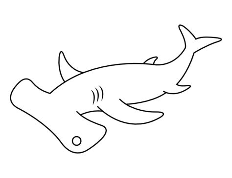 Printable Simple Hammerhead Shark Coloring Page