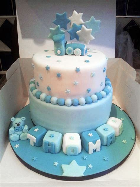 Lovely blue boys Christening cake all handmade decorations, this got ...