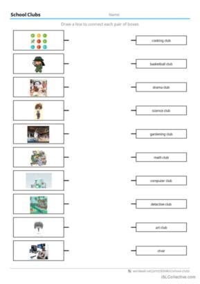 54 School clubs English ESL worksheets pdf & doc