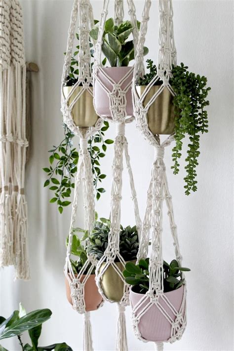 Double Macrame Plant Hanger Large Hanging Planter Vertical - Etsy ...