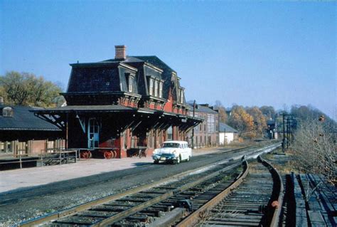 The railroad station at Bethlehem, Pennsylvania in the 1950s. The car is a 1955 or 1956 Pontiac ...