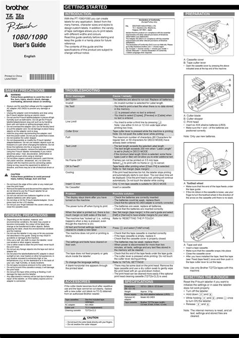 BROTHER P-TOUCH 1080 USER MANUAL Pdf Download | ManualsLib