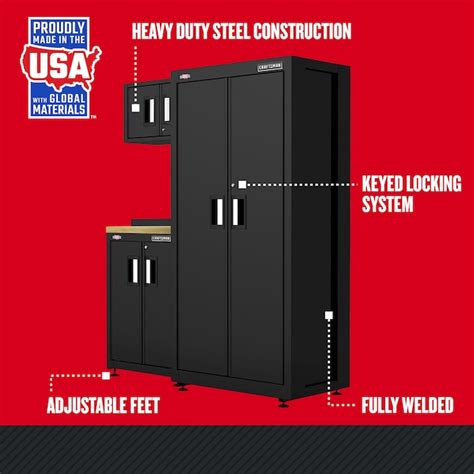 CRAFTSMAN 62.75-in W x 74-in H 3-Cabinets Steel Black/Smooth Garage ...