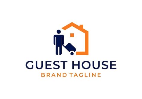 Premium Vector | People with house for guest house logo design template