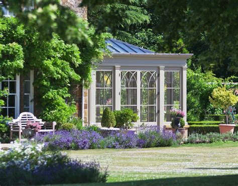 Bespoke orangery sitting on elaborate hand carved stone sills. Modern Landscape Design, Modern ...