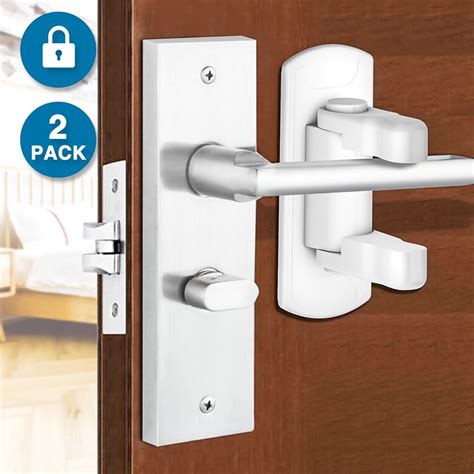 Child Safety Lever Door Locks, 2 Pack Adhesive Baby Proof Door Lever ...