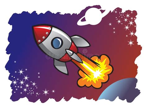 Spaceship Blasting Off into the Space Stock Vector - Illustration of ...