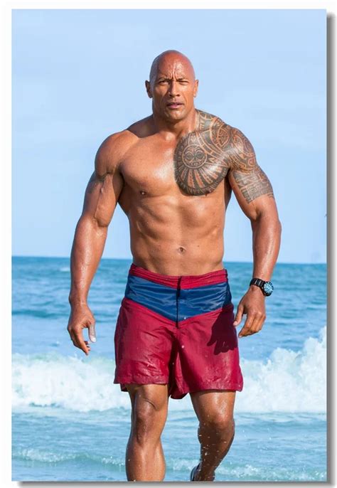 Custom Canvas Wall Decals la roca Dwayne Johnson cartel Baywatch Adhesivos de pared bodybuilding ...