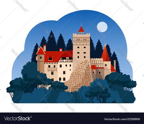 Bran castle at night Royalty Free Vector Image