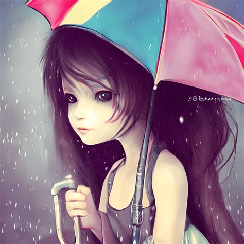 Sweet Baby Girl with Umbrella Digital Graphic · Creative Fabrica