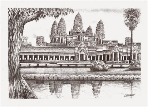 drawing picture of Angkor wat temple. - Welcome to Angkor wat