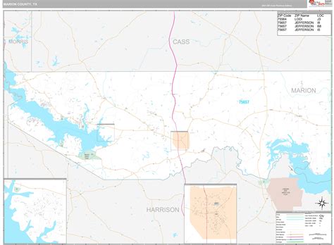 Marion County, TX Wall Map Premium Style by MarketMAPS - MapSales