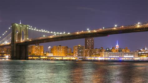 night brooklyn bridge manhattan view 4k time lpase from new york ...