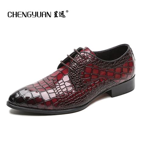 mens pure leather business leather shoes men wine red black wedding ...