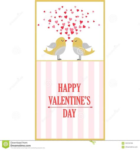 Card with Love Birds. Valentine`s Day Postcard Design Stock Vector - Illustration of holiday ...