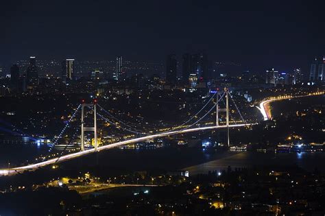 HD wallpaper: cityscape, Istanbul, Bosphorus Bridge, city lights, light trails | Wallpaper Flare