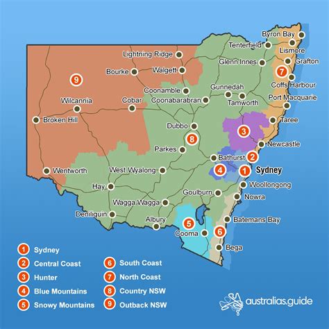 Large Detailed Map Of Nsw With Cities And Towns Australia New South ...