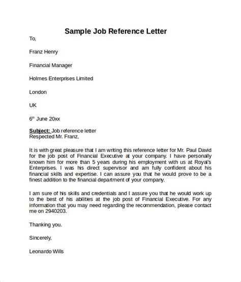 Simple Reference Letter Sample Database - Letter Template Collection