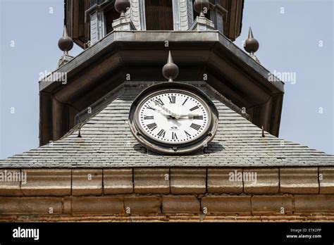 clock and bell tower in a medieval Spanish city Stock Photo - Alamy