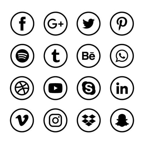 Black Linear Social Media Icons 1338391 Vector Art at Vecteezy