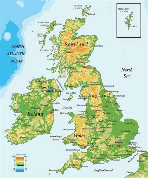 Mapas del Reino Unido de Gran Bretaña e Irlanda Norte: para descargar | Topografische karte ...