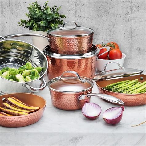 Gotham Steel 10 Piece Hammered Copper Cookware Set