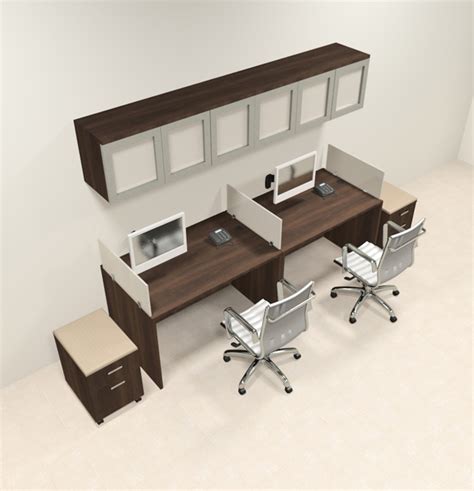 Two Person Modern Divider Office Workstation Desk Set, #CH-AMB-SP84 ...