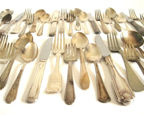 Tarnished Silverware Set Mismatched Silverplate Silver Service