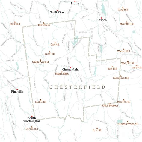 MA Hampshire Chesterfield Vector Road Map Digital Art by Frank Ramspott ...