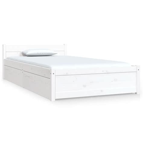 vidaXL Bed Frame with Drawers White 92x187 cm Single Bed Size - Wood Factory Furniture